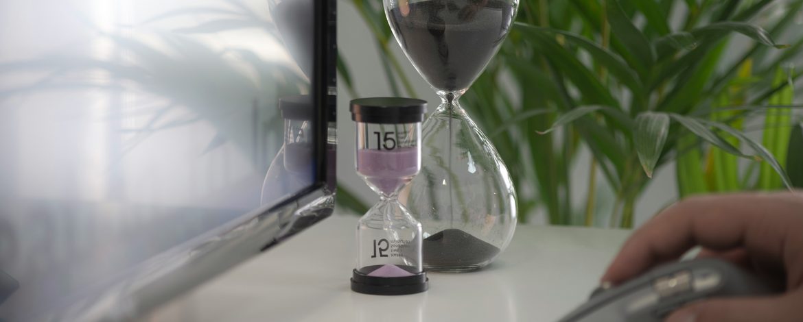 Hourglass on desk